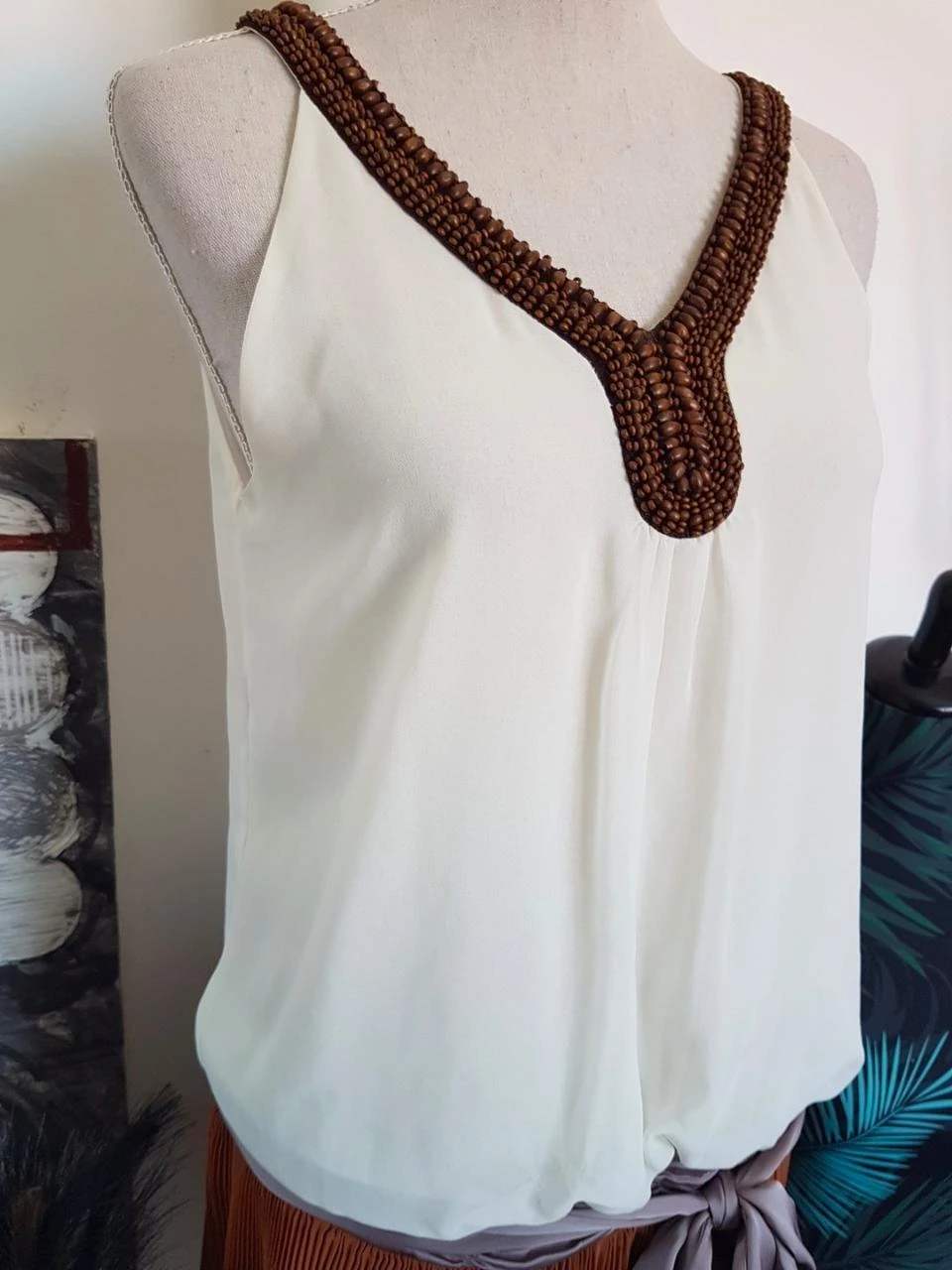 ✨ Schitterende Bohème-Chic Studio Classics Jurk - Parels & Geplooide Voile - Maat 40 ✨ – photo 2